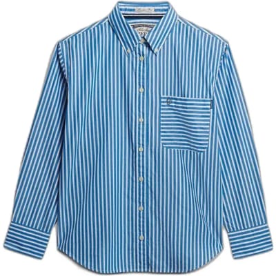 Superdry Poplin Relaxed Fit Overhemd Met Lange Mouwen Blauw XS Vrouw