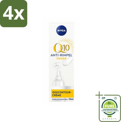NIVEA - Oogcrème - Q10 POWER - Tegen donkere kringen & rimpels - Voor alle huidtypen - Met Q10 & Creatine - 15 ml - Voordeelverpakking - 4 stuks - NIVEA oogcrème - Oogcontourcrème