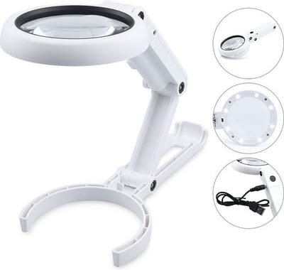 WiseGoods Luxe Vergrootglas Met LED & Standaard - Loep Met Verlichting - Bureau Accessoires - Science - Lezen - Reparatie Sieraden