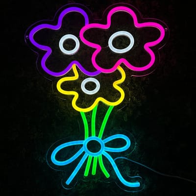 Neon Lamp - Bloemen Boeket - Dimbaar - Incl. Ophangmateriaal - Neon Sign - Neon Verlichting - Neon Led Lamp - Wandlamp