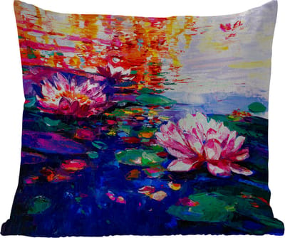 Buitenkussen - Schilderij - Waterlelie - Olieverf - Water - 45x45 cm - Weerbestendig