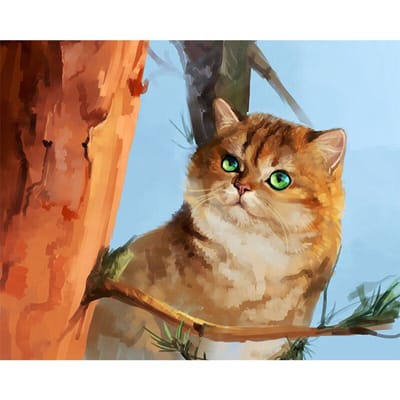 Peinture Diamant Dessin Animé Animal Chat Motif Mosaïque Strass Broderie Diamant 20X30CM beige
