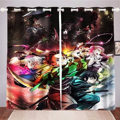 Anime Woonkamer Slaapkamer Gordijnen Voor Woonkamer Geperforeerd Stofdicht Verduisterende Gordijnen Keukenkast Woondecoratie 100x140cm&Grommet Top