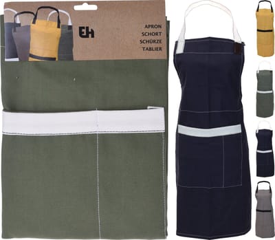 EH Canvas Schort – Unisex Keukenschort – Verstelbaar – Met Voorvak – Katoen – Grijs