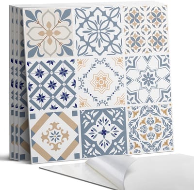 Coloray Wandpanelen Zelfklevend - Geruite mozaïekpatronen Zelfklevende Wandpanelen - 50 cm x 50 cm - Blauw Wandpaneel PVC - 4 stuks - Texturen Wandpanelen Zelfklevend - Keuken Wandpanelen - Wandpanelen Badkamer