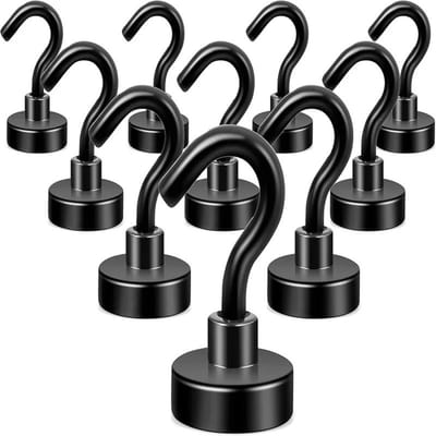 Sterke Magnetische Ophanghaakjes - 12 Stuks - Magneet Haakjes Sterk - Ophanghaken - Magneethaken - 35 mm - Zwart