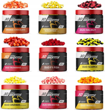 MatchPro 3D Worms Duo Wafters 8mm 20gr - Smaak : Strawberry