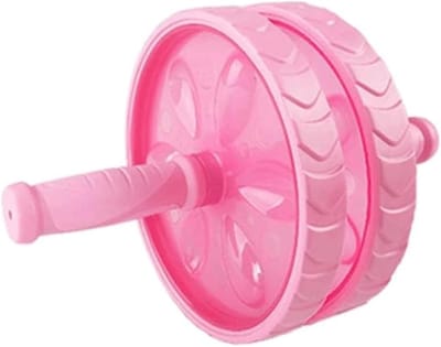 Buikwiel - Ab roller fitnesswiel - Core training thuis - Dubbel wiel ontwerp - 19.5 cm diameter - Roze