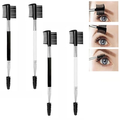 3-in-1 Wimper & Wenkbrauw Borstel/Kam - 4 Stuks - Wimperborstel - Wimperkam - Mascara Borsteltje - Eyebrow Brush - Wenkbrauw Kam - Wimper Kam - Multifunctionele Make-up Kwast - Voor Perfect Gedefinieerde Wenkbrauwen & Klontvrije Wimpers
