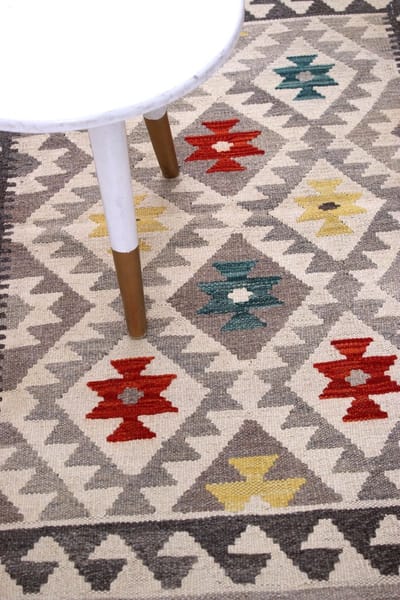Kleurrijk Tapijt Laagpolig Handgeweven Wollen Vloerkleed - Koho Afghan Kelim 121x80 - 121x80cm- Modern - Woonkamer - Salon - Slaapkamer - Eetkamer