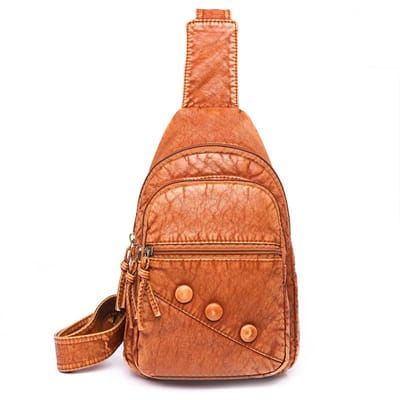 Sac à dos pour femme Nouvelle version coréenne en cuir souple Sac de poitrine simple, décontracté et polyvalent Sac bandoulière à une épaule