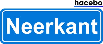 Hacebo - Plaatsnaam Sticker - 29x10 CM - Neerkant sticker - Verkeersborden sticker - grappige cadeaus - Neerkant