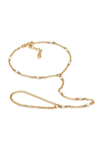 Elli - Armband - Dames handketting trend met schelpkern kralen in 925 sterling zilver verguld - Dames