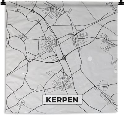 Wandkleed - Wanddoek - Kerpen - Kaart - Stadskaart - Duitsland - Plattegrond - 180x180 cm - Wandtapijt