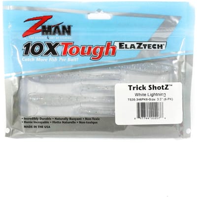 Zman zachte kunstaas Trick ShotZ 3,5 inch 6/pack witte bliksem (2076)