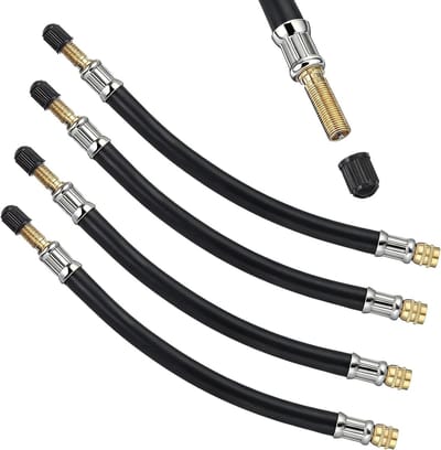 SnelShoppen - 4x Bandenventiel Verlengadapter - Universele Flexibele Ventielverlenging voor Auto, Motor en Fiets - Hoogwaardige Messing en Rubber - 21