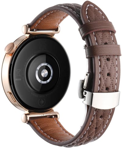 Leren bandje - geschikt voor Garmin Venu 2s / 3s / 4 (41mm) / Vivoactive 4s / Forerunner 255s / 265s - Huawei Watch GT 5 Pro - 42mm / GT 6 / GT 5 / GT 4 - 41mm - donkerbruin