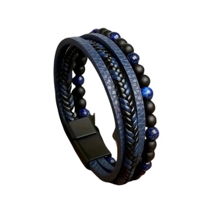 Livano Armband - Staal - Nep Zilver - Heren - Blauw