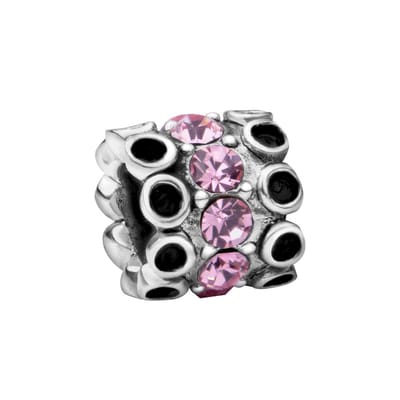 Quiges - 925 - Zilveren - Bedels -Sterling zilver - Beads - Zirkonia Roze Kraal Charm - Geschikt – voor - alle bekende merken - Armband Z624