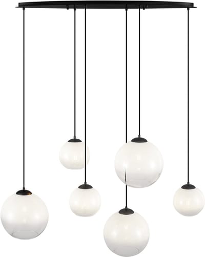 QAZQA misty - Moderne Hanglamp voor boven de eettafel | in eetkamer - 6 lichts - L 125 cm - Zwart - Woonkamer