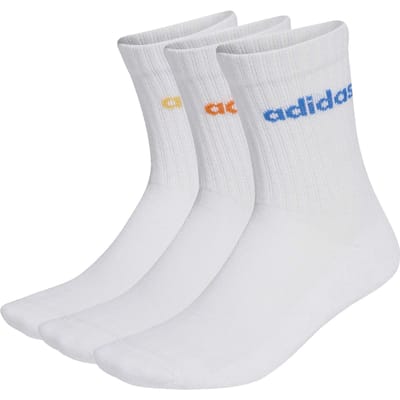 Adidas 3-pack sokken met gekleurd logo - Wit - Maat 46/48