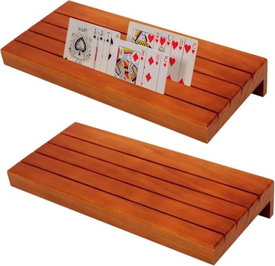 Speelkaarthouder voor Kinderen - 2 Stuks, Houten Speelkaarten Stand, Handenvrij, Ideaal voor Spelletjes met Familie en Vrienden, 33 cm
