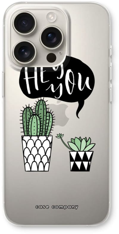 Case Company® - Hoesje geschikt voor iPhone 16 Pro hoesje - Hey you cactus - Soft Cover Telefoonhoesje - Bescherming aan alle Kanten en Schermrand