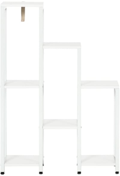 Bloemenstandaard plantenstandaard 7 niveaus voor binnen- en buitengebruik staal wit 65 x 23 x 94.5 cm Plantendisplayrek Plank Stevig stalen frameontwerp voor stabiliteit en duurzaamheid Voorzien van een muurbevestigd anti-kantelmechanisme