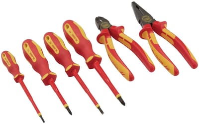 Schroevendraaier Tang Set - Elektra Gereedschap - Veilig Klussen - Geïsoleerd tot 1000V - 6 Delig - Rood Geel