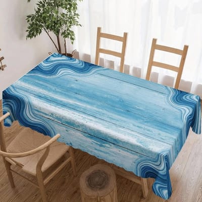 Rechthoekige Tafelkleed met Oceaan Golfpatroon voor Tafeldecoratie Keuken Eetkamer Waterdicht Herbruikbaar Tafelkleden voor Tafel Picknick Feest 140x140cm