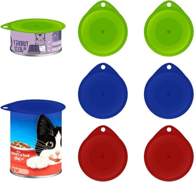 Set van 6 Luchtdichte Plastic Deksel voor Blikken, Duurzaam en Geschikt voor Voedselopslag, Ideaal voor Inmaken en Bewaren van Eten (2 Geel, 2 Blauw, 2 Rood)