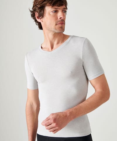 Damart - T-shirt met korte mouwen en V-hals Thermolactyl Sensitive - Heren - Grijs - S