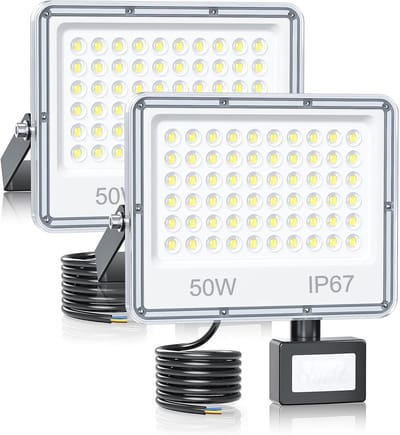 Led-spot voor buiten met bewegingssensor - 50W, 5000 lumen, IP67, 2 stuks