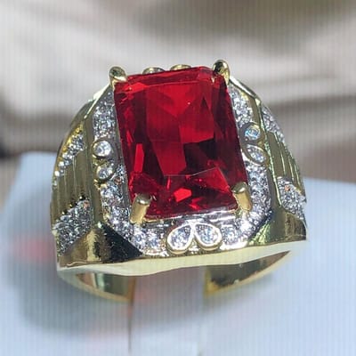 Vintage Koningsring Gold Filled AAAAA CZ Rode Zirkoon Luxe Verlovingssieraden Trouwringen Voor Mannen Rock Party Vingerring 10 black