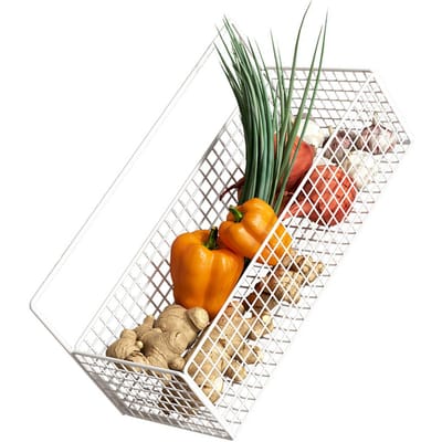 Draadopbergmand Metalen Wandgemonteerde Hangende Fruitmand Organizer Bak met Zelfklevende voor Keuken Vriezer Voorraadkamer gray