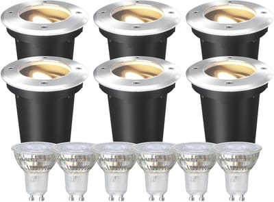 Ledvion LED Grondspot 9 stuks Vierkant GU10 3W 230V 2700K Warm wit IP67