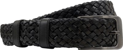 Riem - Gevlochten Leer - 3.5 cm - Zwart Leren Riem - 110 cm (Taille maat 90 cm)
