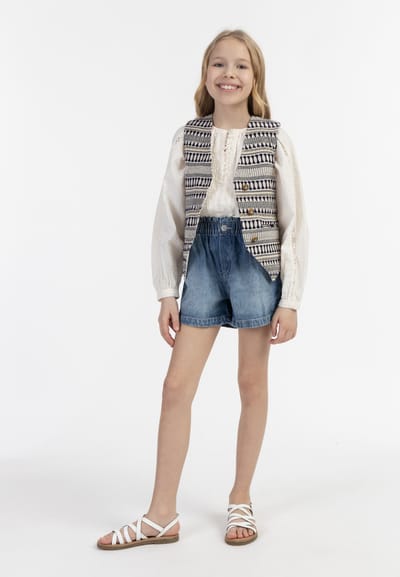 IZIA Waistcoat Meisje Donker marineblauw gebroken wit