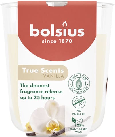 6 stuks Bolsius geurglas vanille - vanilla geurkaarsen 80/73 (25 uur) True Scents