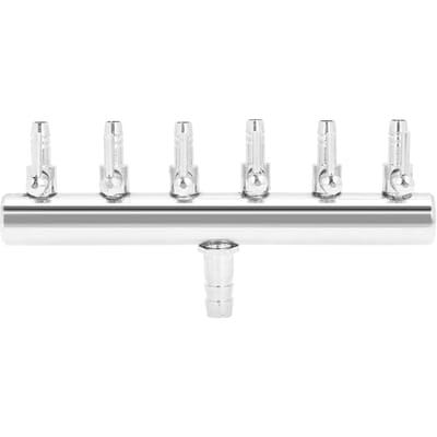6?Way Aquarium Luchtstroomregelklep Verdeler Roestvrij Staal Vis Tank Splitter white