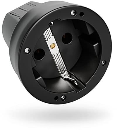 Schuko koppeling IP44 voor buiten - rubberen 230V koppeling met knikbescherming en trekontlasting, 16A en 3,7 kW