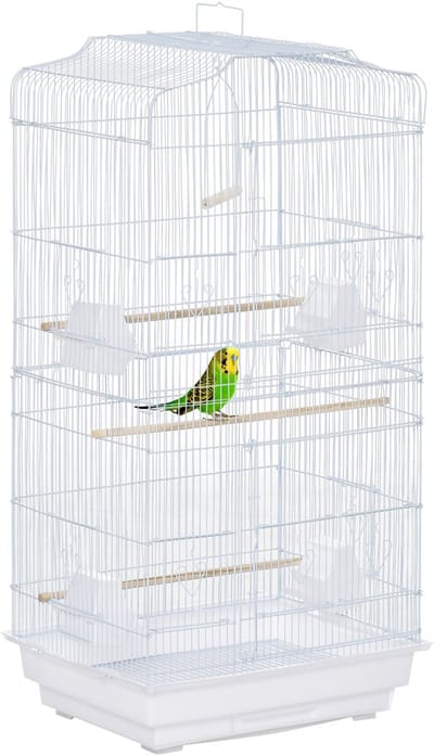 PawHut Vogelkooi - Metaal - 46,5x35,5x92cm - Wit