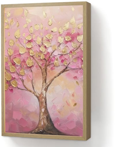 Wandlamp 40x60 cm - Oplaadbaar - Boom - Roze - Goud - Modern - Wandlampen binnen woonkamer - Slaapkamer lamp - Decoratieve nachtlamp - Vloerlamp draadloos