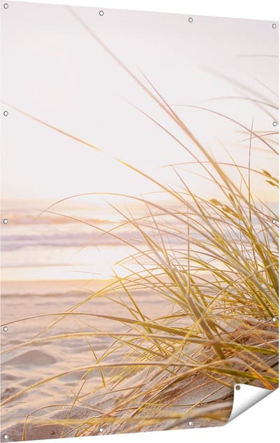 Gards Tuinposter Strand en Duinen tijdens Zonsondergang - 120x160 cm - Tuindoek - Tuindecoratie - Wanddecoratie buiten - Tuinschilderij