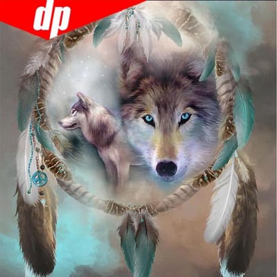 5d Peinture À La Main Plein Diamant Broderies Diamants Loup Dessin Animé Décorer Diamant Mosaïque Cadeau Broderie 30x30