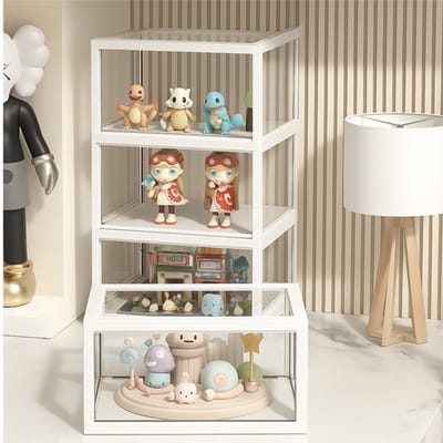 VAEM Magnetische Acryl Displaybox voor Verzamelobjecten – 26 x 21,5 x 16 cm – Stofvrij – Transparant – Kleur: Wit vitrine