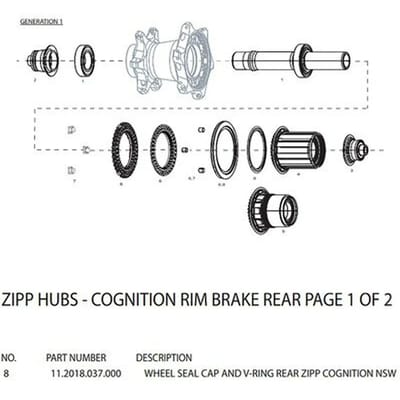 Vrijloophuis Zipp Seal Cap And V-Ring Rear Cognition Nsw
