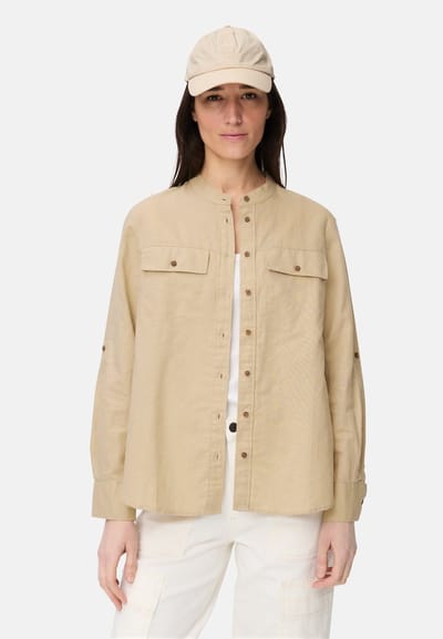 camel active Blouse met opstaande kraag en knopenlijst - Maat womenswear-XS - Zand