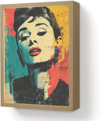 Wandlamp 30x40 cm - Oplaadbaar - Vrouw - Rode lippen - Expressief - Grafisch - Wandlampen binnen woonkamer - Slaapkamer lamp - Decoratieve nachtlamp - Vloerlamp draadloos