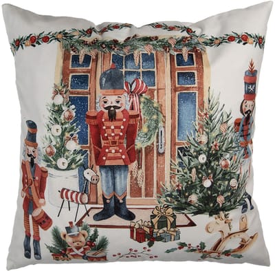 Clayre & Eef Kussenhoes 45x45 cm Wit Polyester Kerst